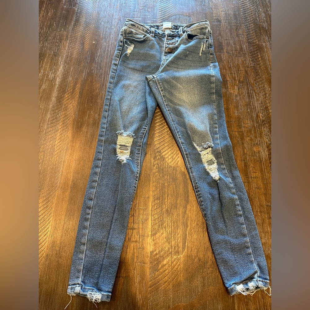 High Rise Distressed Denim Jeans - Picture 7 of 12